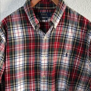 Polo Ralph Lauren Men Shirt Plaid Red Green Holiday Flannel Long Sleeves XL